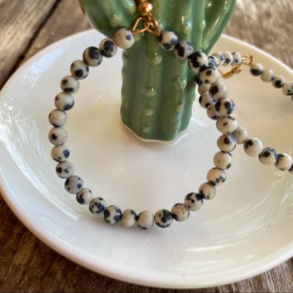 Natural stone earrings Dalmatian jasper